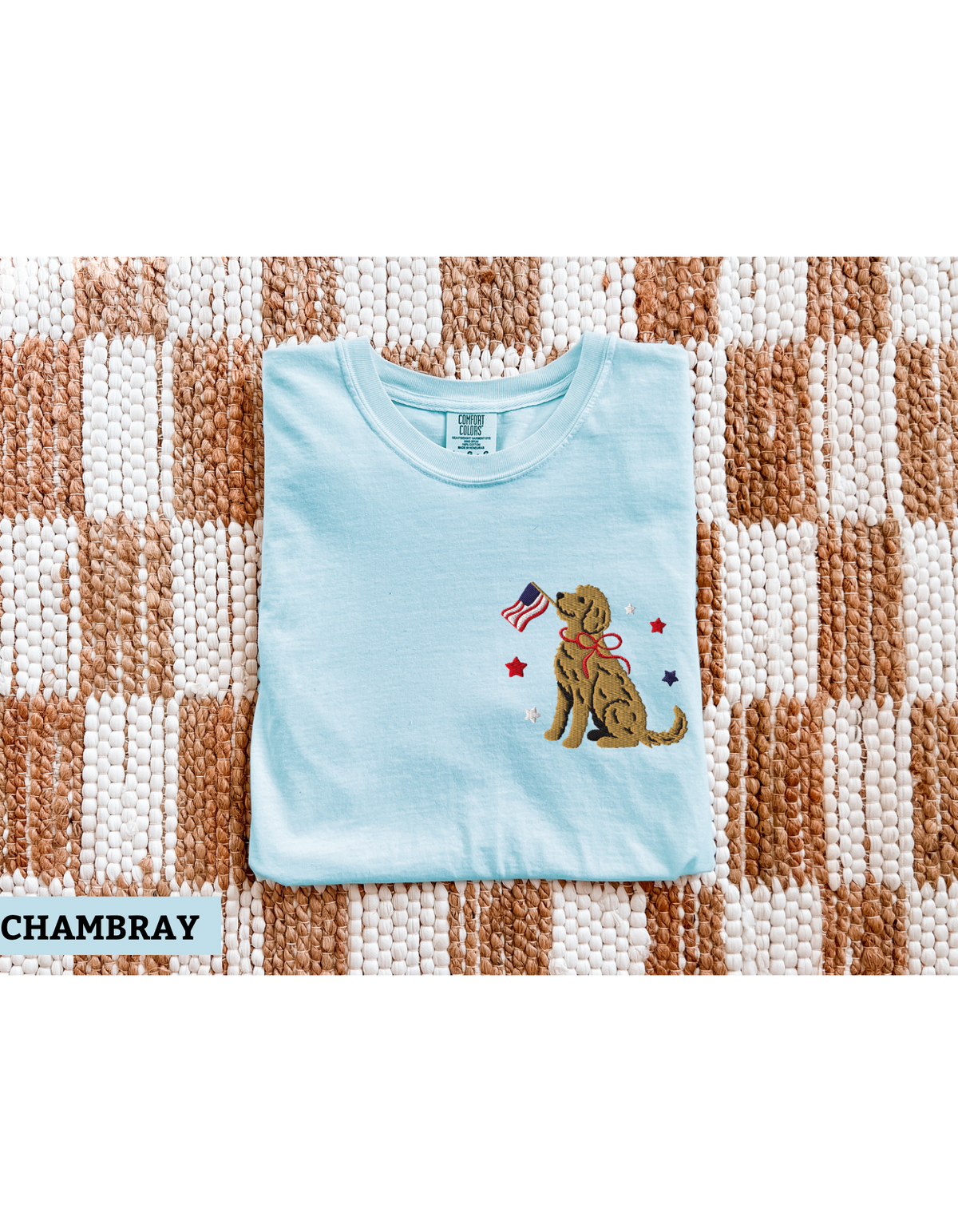 Patriotic Goldendoodle Embroidered Tee