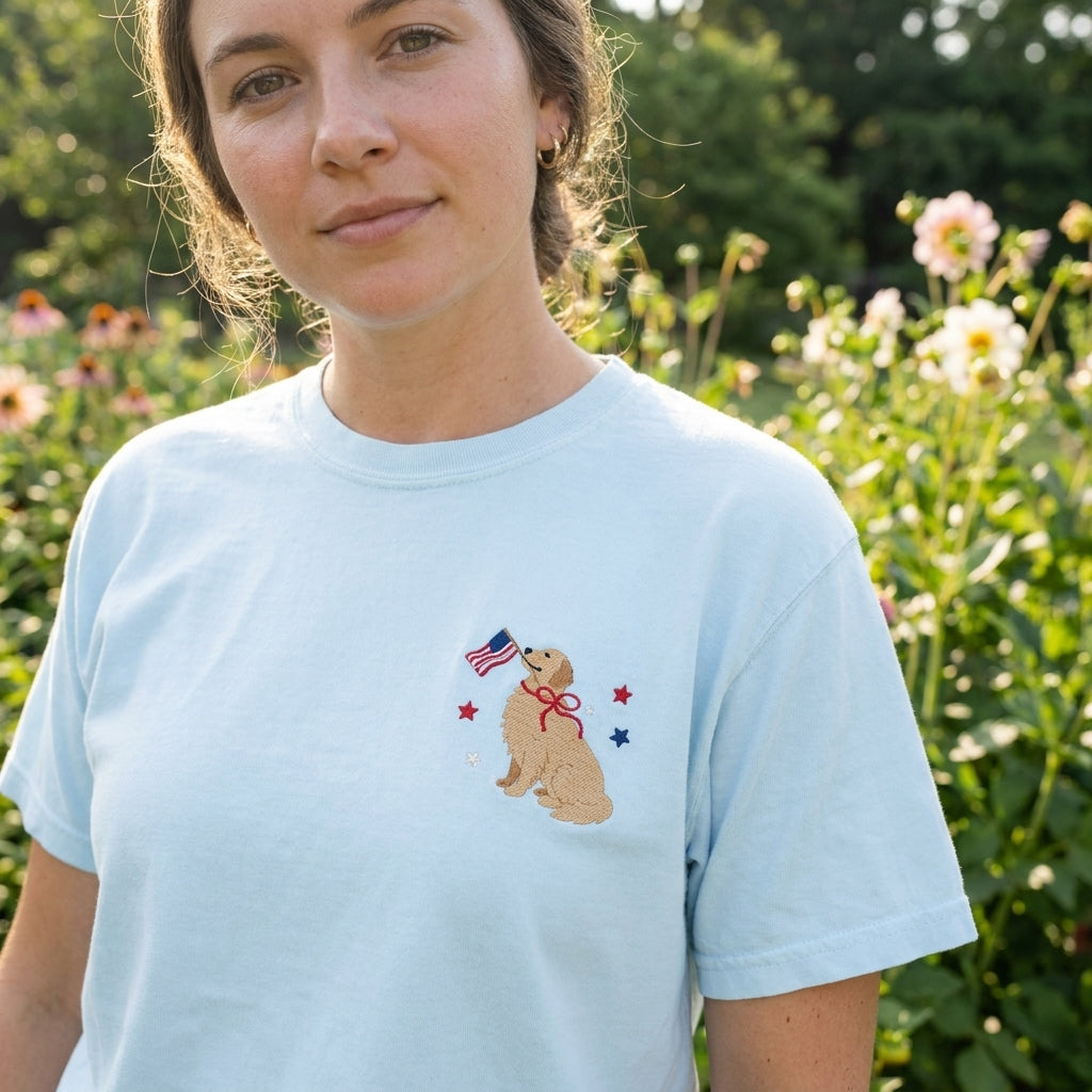 Patriotic Golden Retriever Tee