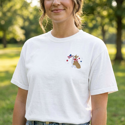 Patriotic Corgi Embroidered Tee