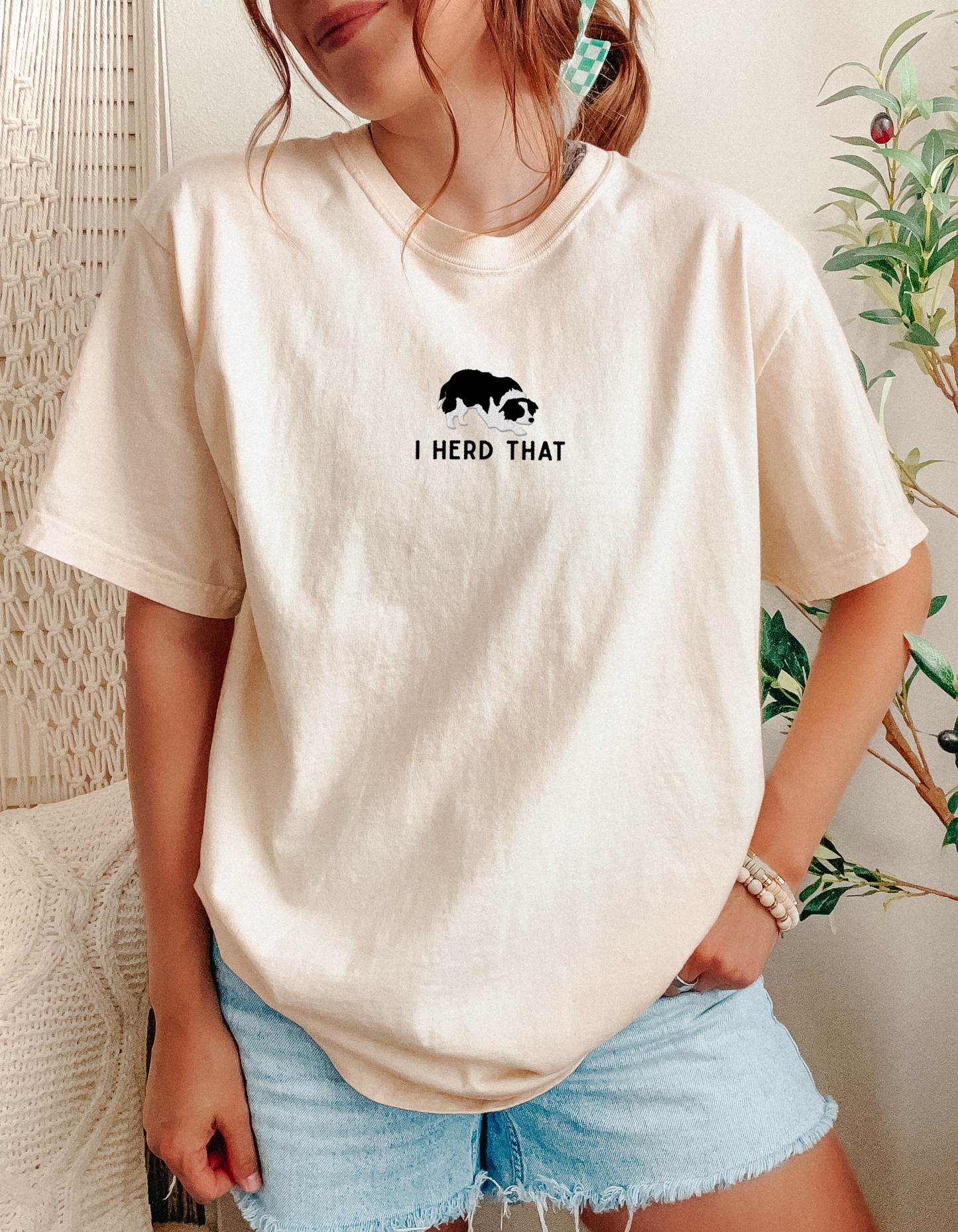 ‘I Herd That’ Border Collie Embroidered tee