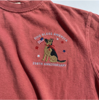 ‘Dog Bless America’ German Shepherd Embroidered Tee