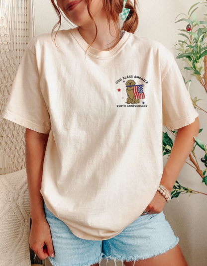 Dog Bless America Golden Retriever Tee