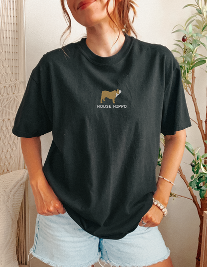 ‘House Hippo’ Embroidered Bulldog Tee