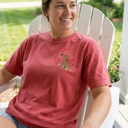Patriotic Goldendoodle Embroidered Tee
