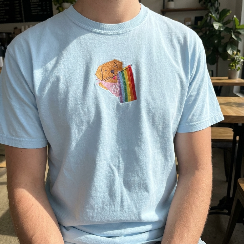 Rainbow Pride Pup Embroidered Tee