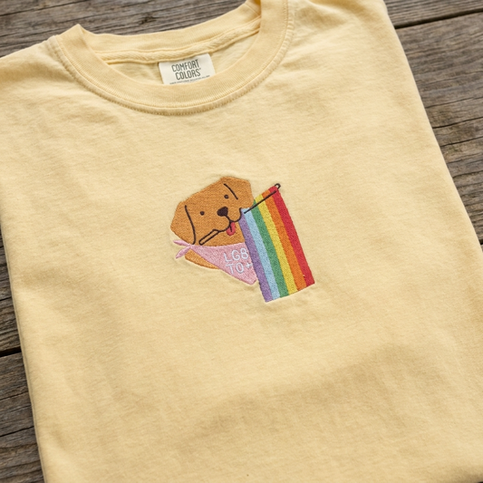 Rainbow Pride Pup Embroidered Tee