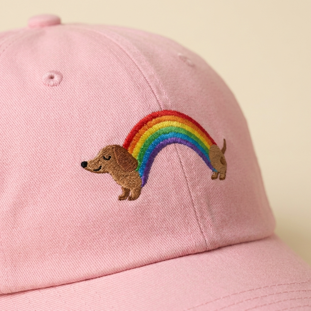 Rainbow Dachshund Embroidered Hat