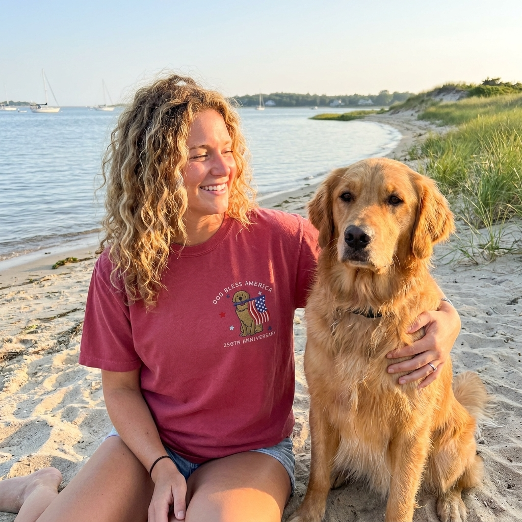 Dog Bless America Golden Retriever Tee