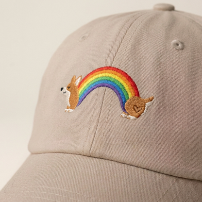 Rainbow Corgi Embroidered Hat