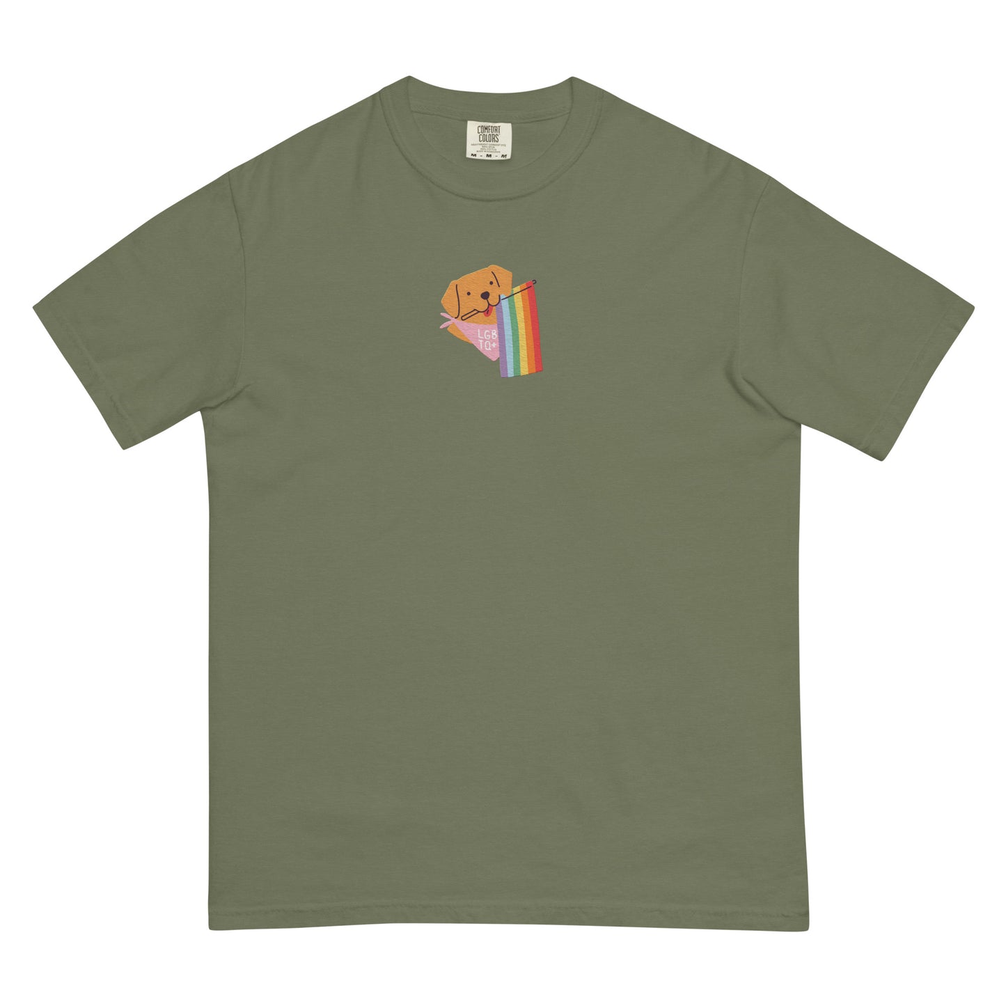 Rainbow Pride Pup Embroidered Tee